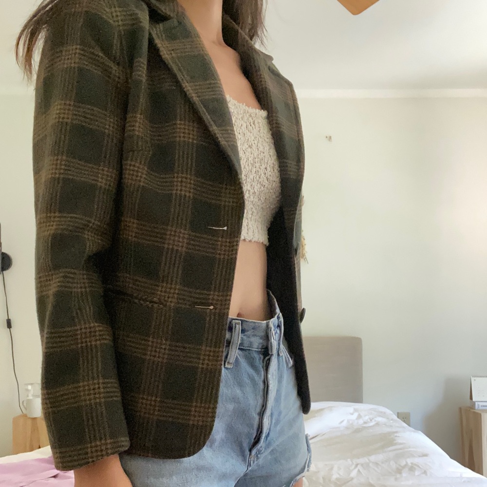 Talbots Vintage Green Patterned Blazer S XS 2